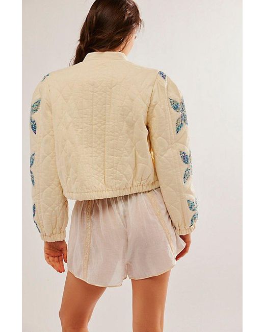 Free People Natural Quinn Quilted Jacket At In White, Size: Xs