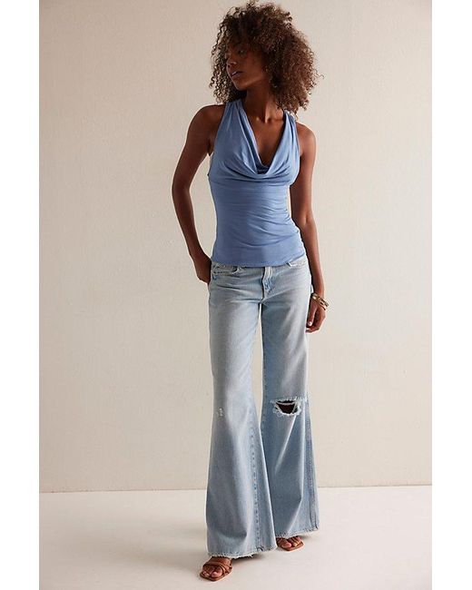 Free People Blue Don'T Hang Up Cowl-Neck Cami