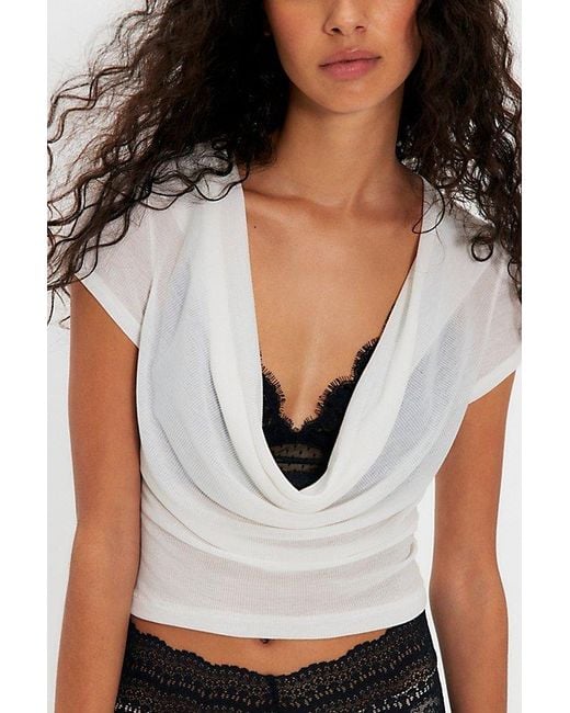 Intimately By Free People White Air Sign Cowl-Neck Tee By