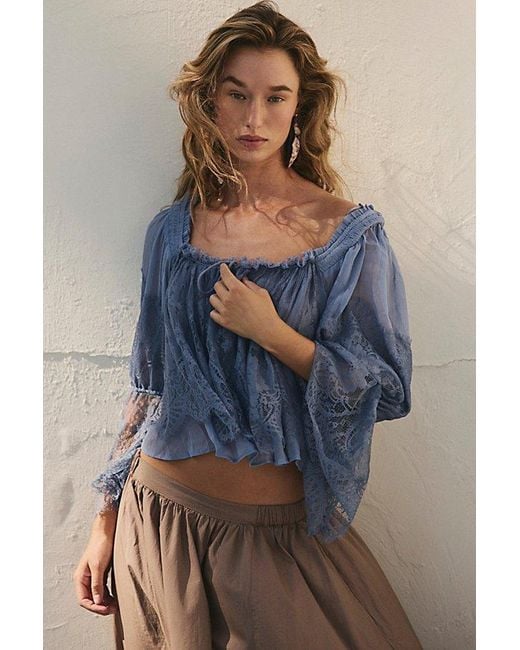 Free People Blue Fairy Girl Blouse