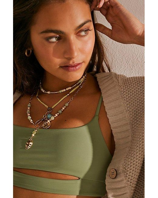 Free People Green Protagonist Layered Necklace