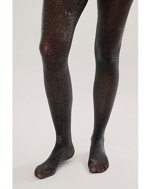 Free People Black All That Shimmers Tights