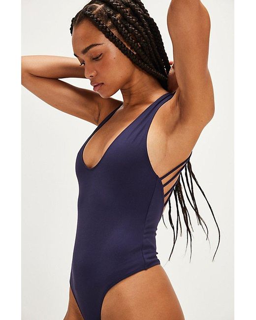 Intimately By Free People Blue Sydney Halter Bodysuit