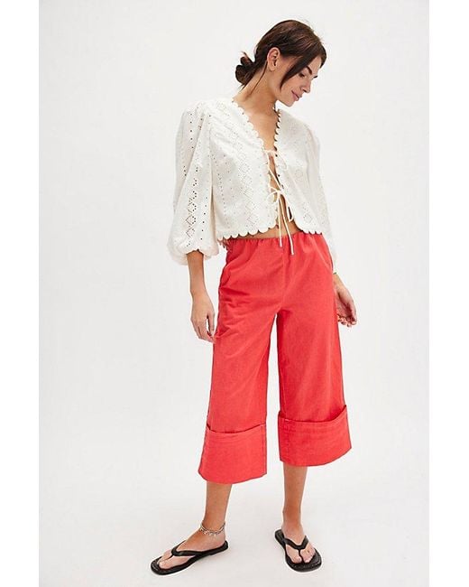 Free People Red Lula Cuff Pants