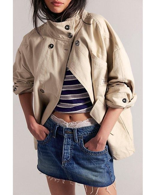 Free People Natural Collins Washed Canvas Funnel-Neck Jacket
