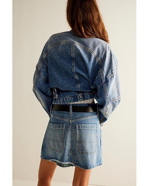 Free People Blue Bare With Me Denim Skirt At Free People In Rebel Hearts, Size: 24