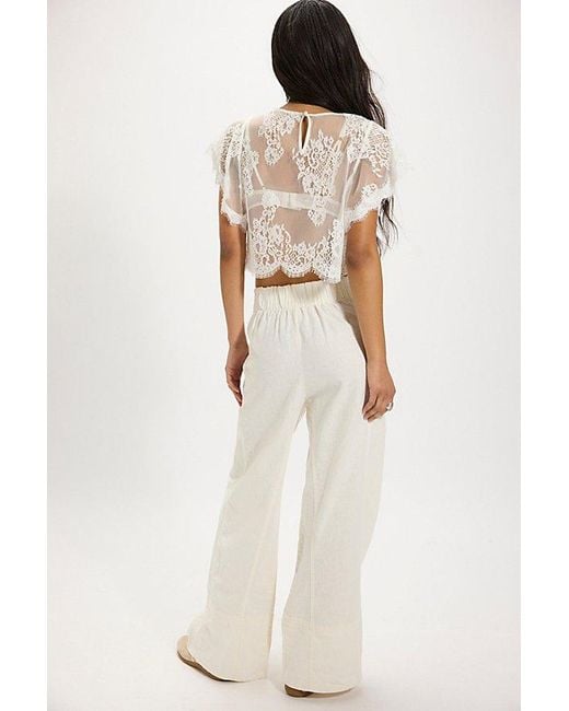 Free People Natural Day's End Linen Pull-On Pants