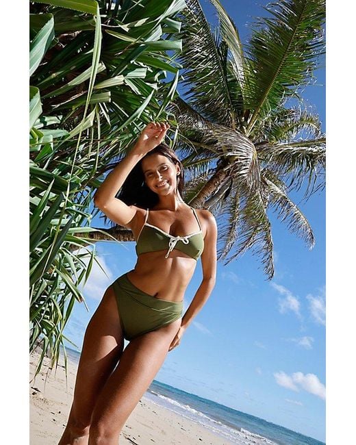Peony Green Solstice Cropped Bikini Top