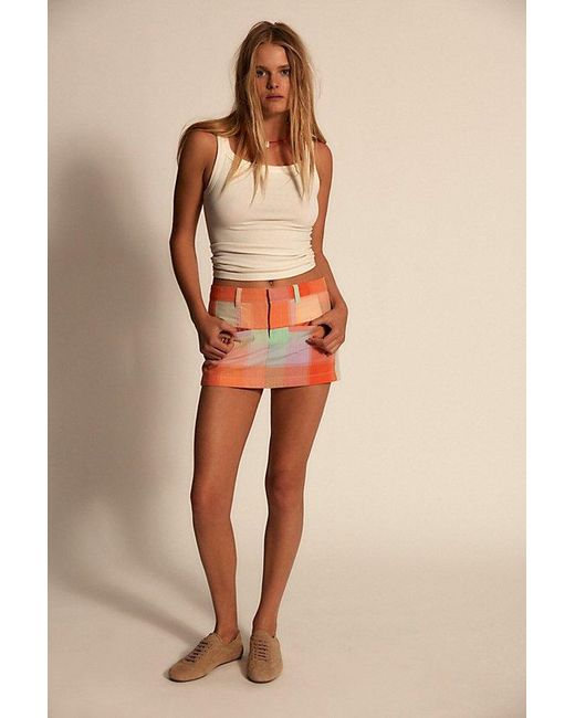 Free People Red We The Free Mille-Fleurs Madras Mini Skirt