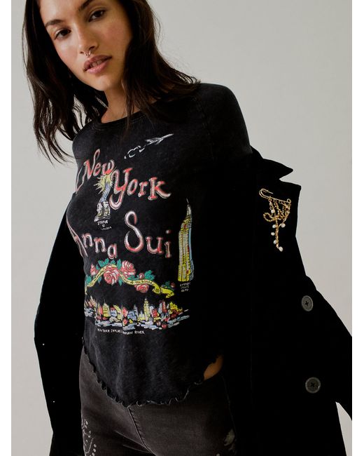 Free People T-shirt À Imprimé Be My Baby Fp X Anna Sui in Black | Lyst
