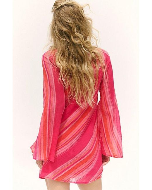 free-est Red Sunstare Stripe Mini Dress By
