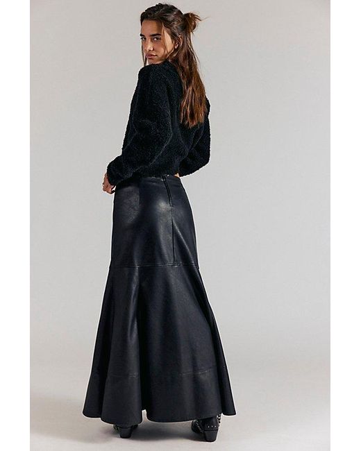 Free People Black Heart Of Stone Vegan Maxi Skirt