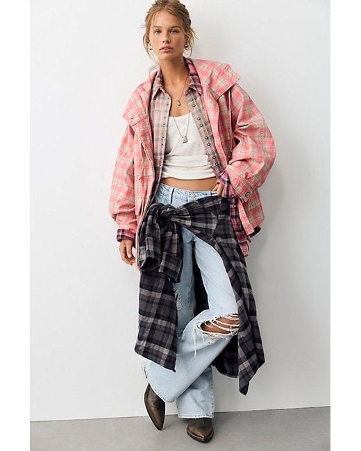 Free People Pink Jojo Printed Hoodie Jacket