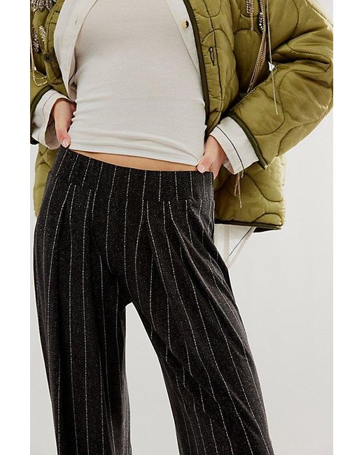 Norma Kamali Multicolor Low-rise Pleated Trousers At Free People In Woven Pinstripe, Size: Small
