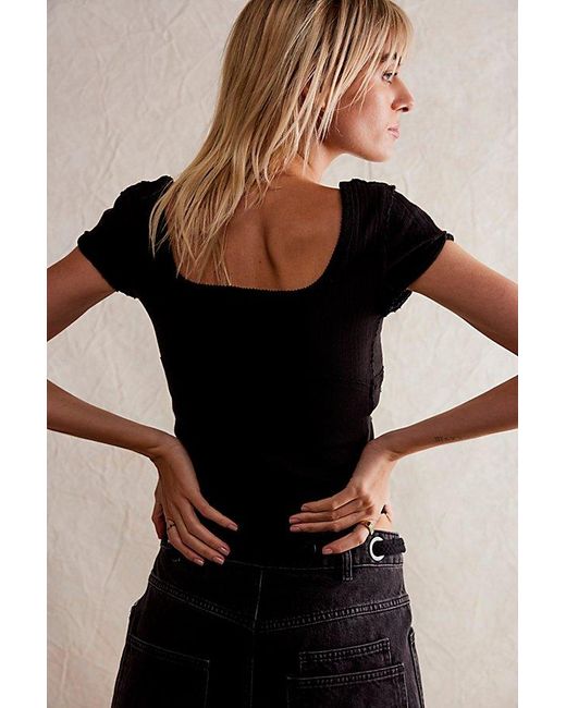 Free People Love Letter Tee At Free People In Black, Size: Xs