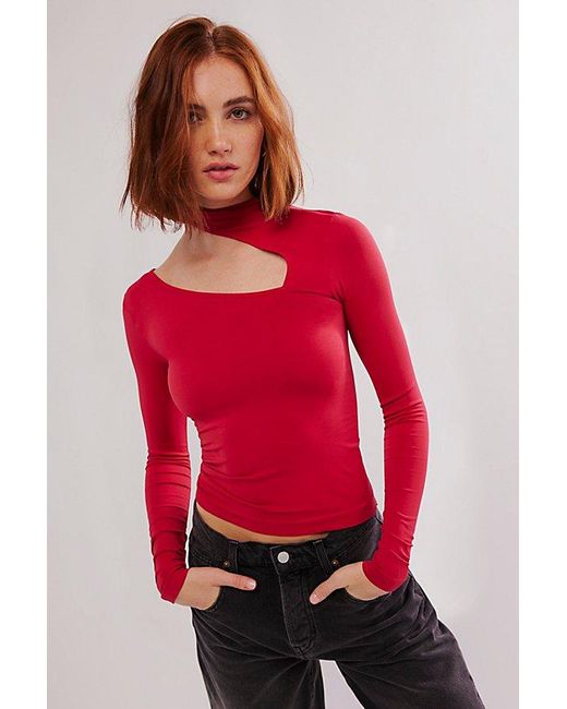 Intimately By Free People Red Cut It Out Seamless Long Sleeve