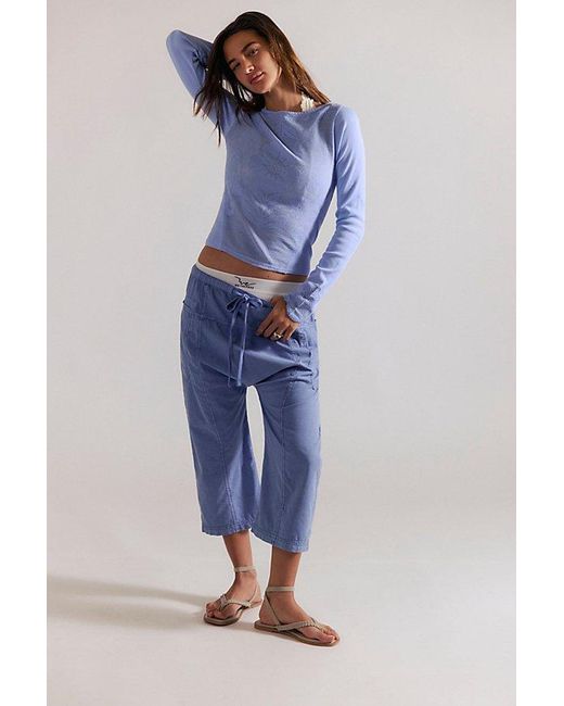 Free People Blue Delilah Long Sleeve Top
