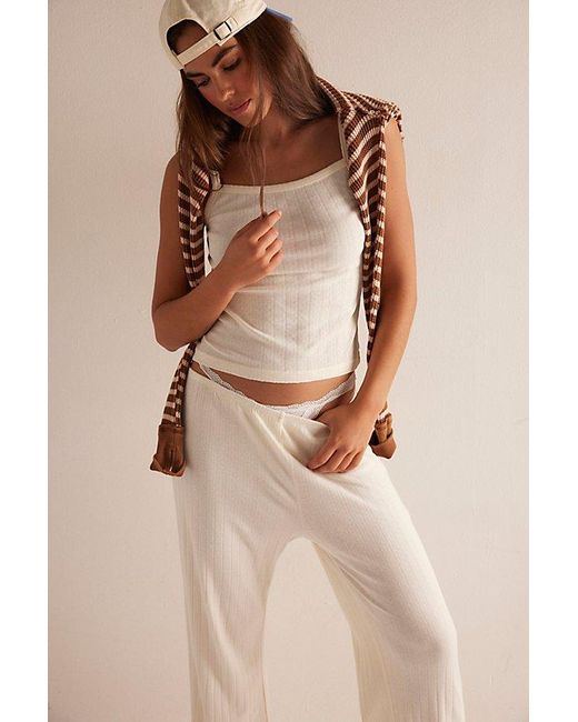DONNI. Natural The Pointelle Simple Crop Pants
