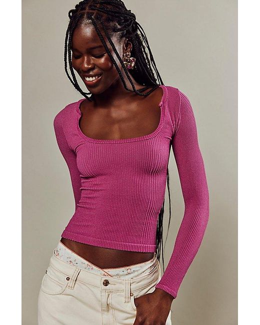 Intimately By Free People Pink Clean Slate Seamless Layering Top