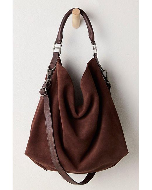 Free People Women's Green Suzie Suede Slouch Tote