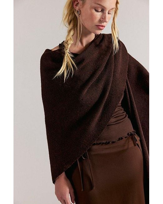 Free People Brown Blanket Duster Wrap Top