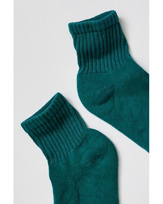 American Trench Green Solid Shortie Crew Socks