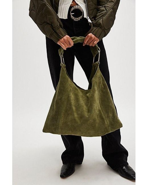 Free People◆Bobbi Slouch Suede Tote スエード チャーム Free People Bobbi Slouch Suede Tote in Green | Lyst
