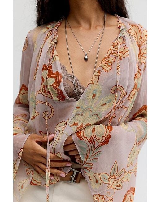 Free People Brown Milo Printed Blouse