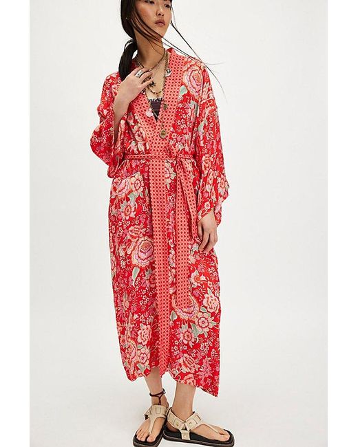 Spell Full Bloom Maxi Robe in Red | Lyst