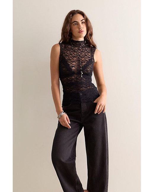 Intimately By Free People Black Pretty Problem Mock Neck Tank Top By