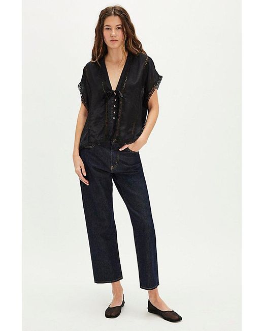 Free People Black Marigold Shine Lace Top