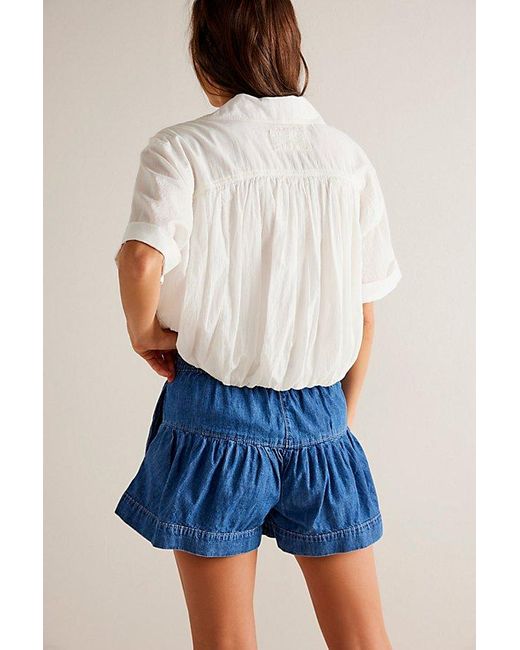 Free People Fleur Denim Shorts At Free People In True Blue, Size: Small