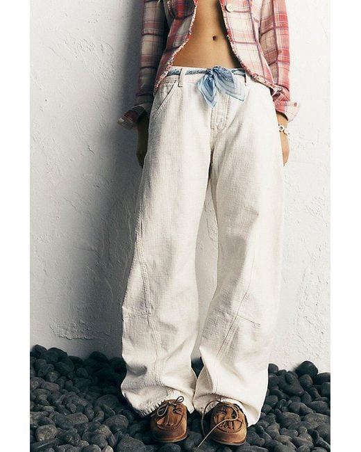 Free People Multicolor Highland Low-Rise Twisted Bowed Jeans