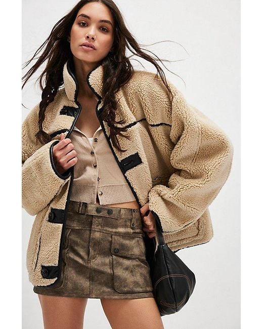 Free People Sammy Cosy Reversible Coat Jacket in Brown | Lyst