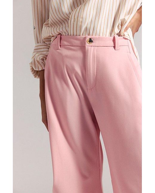 Free People Pink Spotlight Pinstripe Barrel Trousers