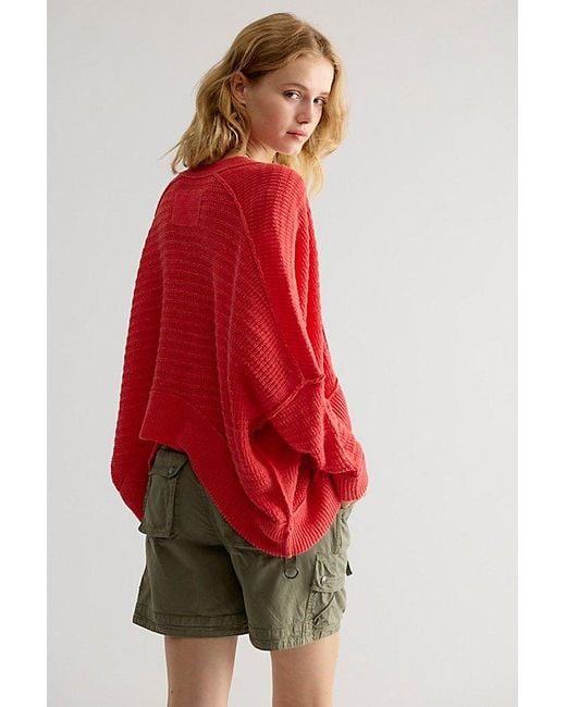 Free People Red Mad About You Linen Cardi