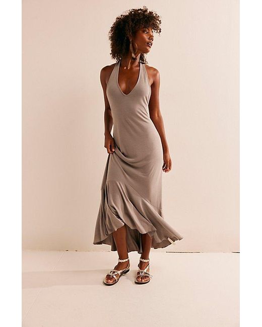 Free People Good Feels Halter Midi Dress in Brown | Lyst Free People Good Feels Halter Midi Dress in Brown | Lyst