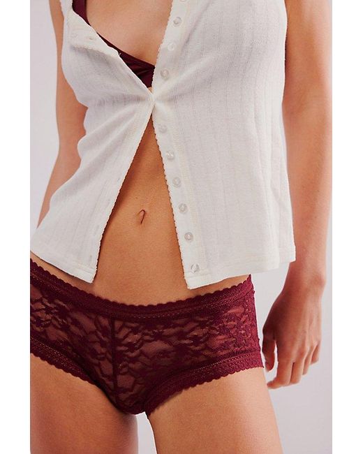 Intimately By Free People White Low-rise Daisy Lace Boyshort Knickers