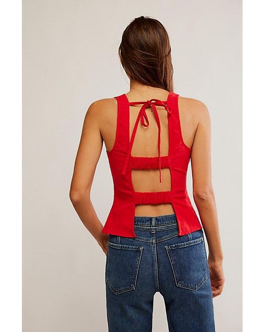 Free People Red Kaylor Backless Top
