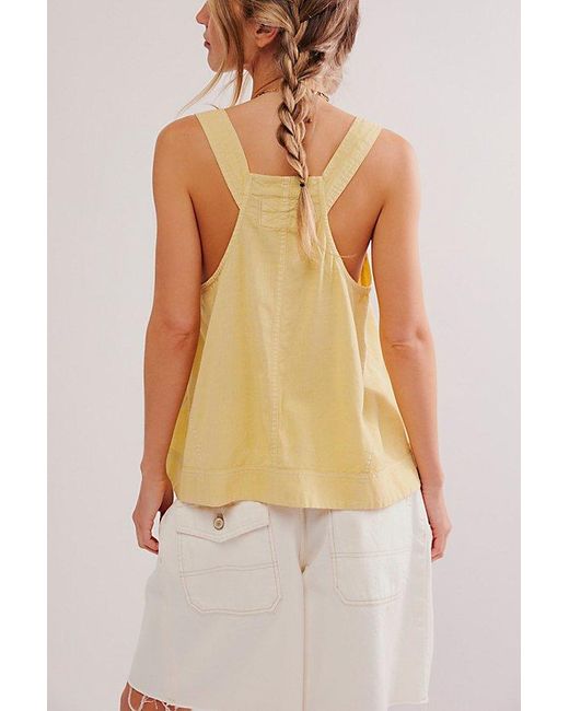 Free People Natural Overall Smock Linen Top