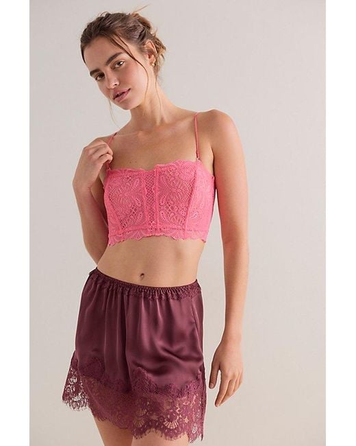 Intimately By Free People Red Moonlit Meadow Lace Strapless Corset Bralette By
