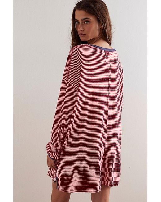 Free People Red Veronica Stripe Tee