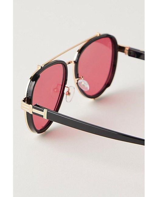 Free People Pink Wesley Oversized Aviator Sunglasses