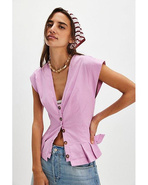 Free People Pink Dylan Vest Jacket