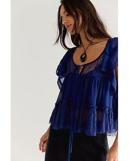 Free People Blue Teddy Top