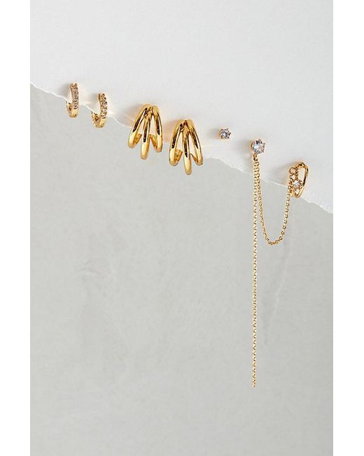 Free People Metallic 14k Gold Plated Dripping Earring Set At In Gold