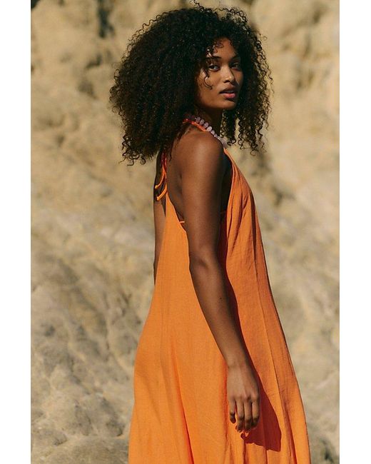 free-est Multicolor Sandshell Linen Easy Does It Maxi Dress By