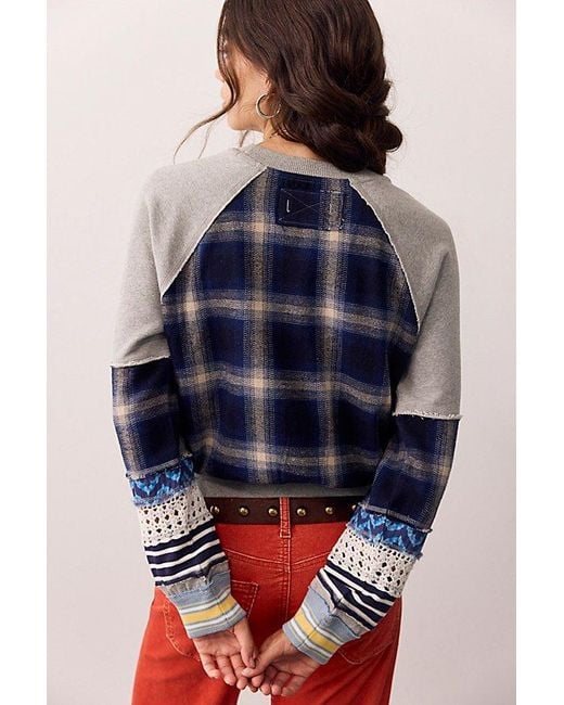 Free People Multicolor Western Craft Crew Neck Pullover