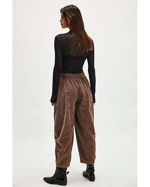 Free People Black High Road Pull-On Barrel Cord Pants