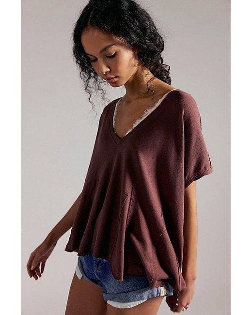 Free People Multicolor Swing Along With Me Cotton-Linen Tee